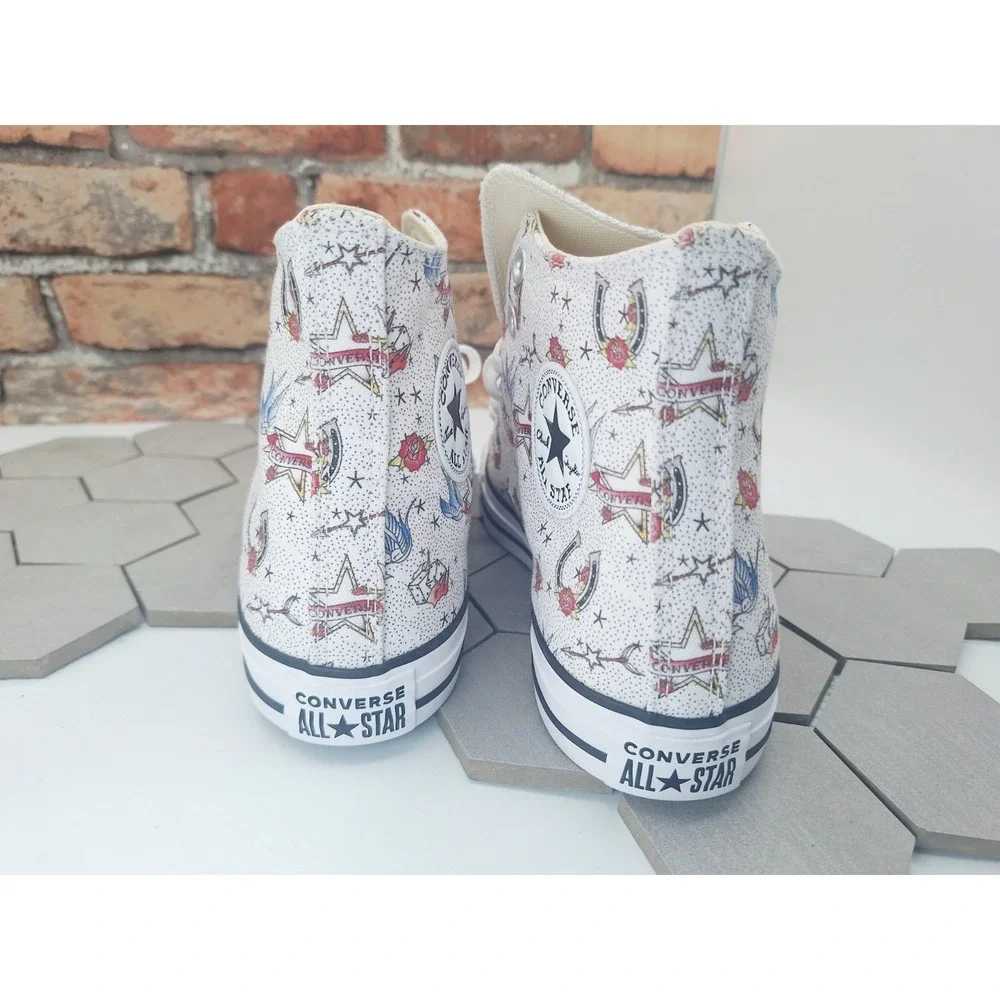 Converse Chuck Taylor Hi American Traditional Tattoo Flash Print Mens Sz 9 Rare